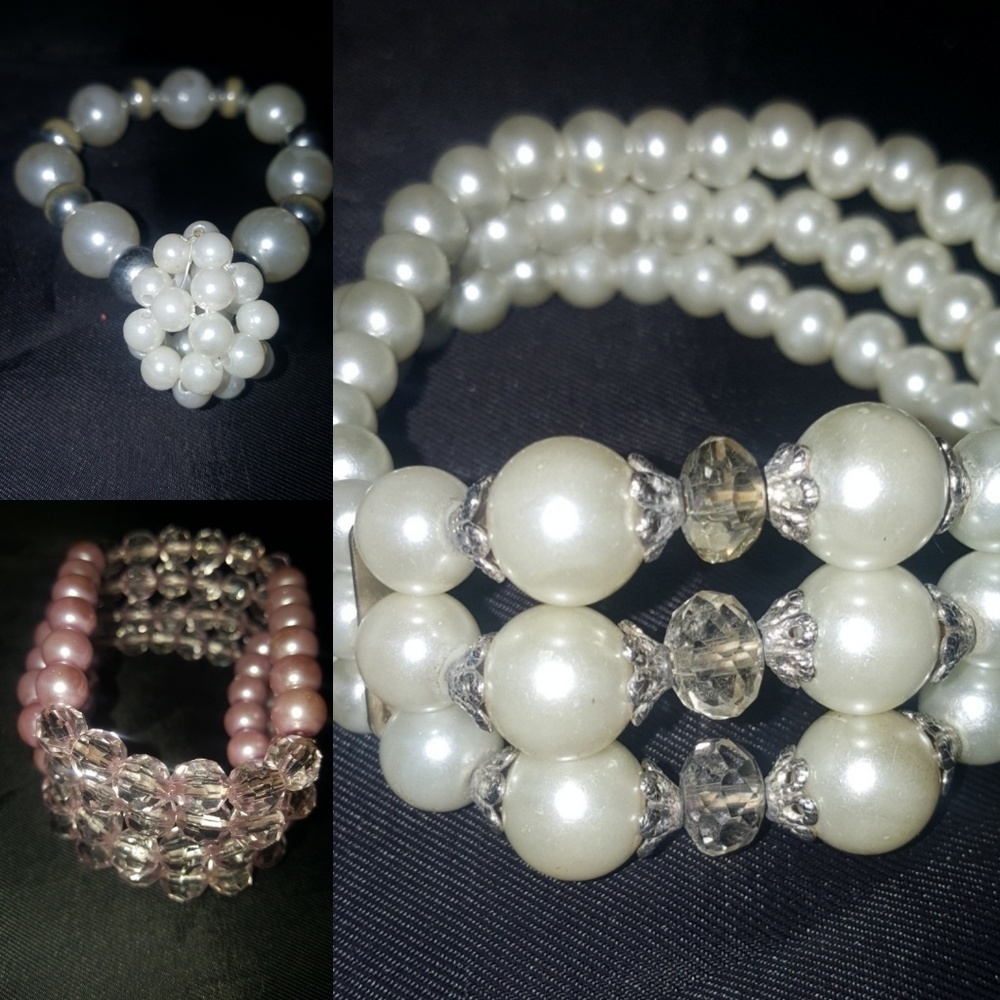 Pearl and crystal bracelets